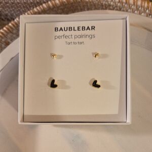 BaubleBar Gold and Black Heart Earrings